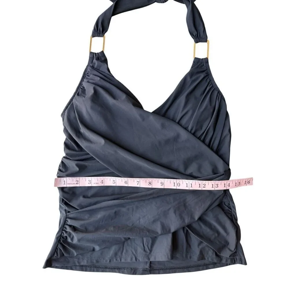 SPANX Whittle Waistline Draped Tankini Swimsuit Top In Black Size 10